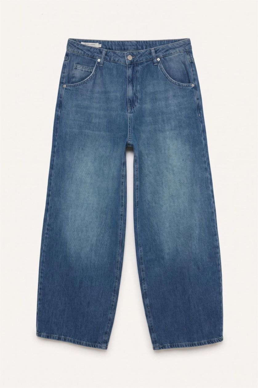 Erkek Koyu Mavi Baggy Fit Pantolon