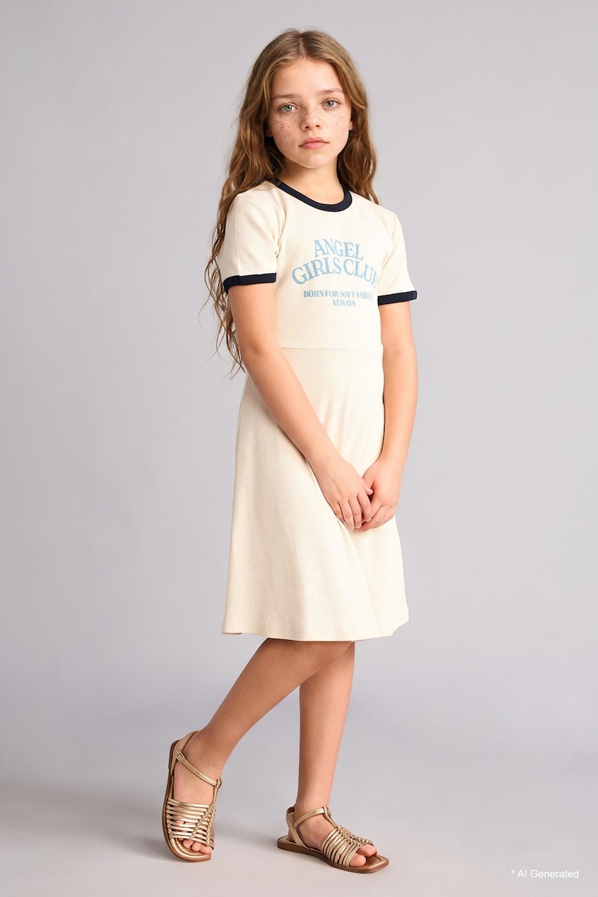 Girls & Teens Ecru Girl Sleeveless Knitted Dress