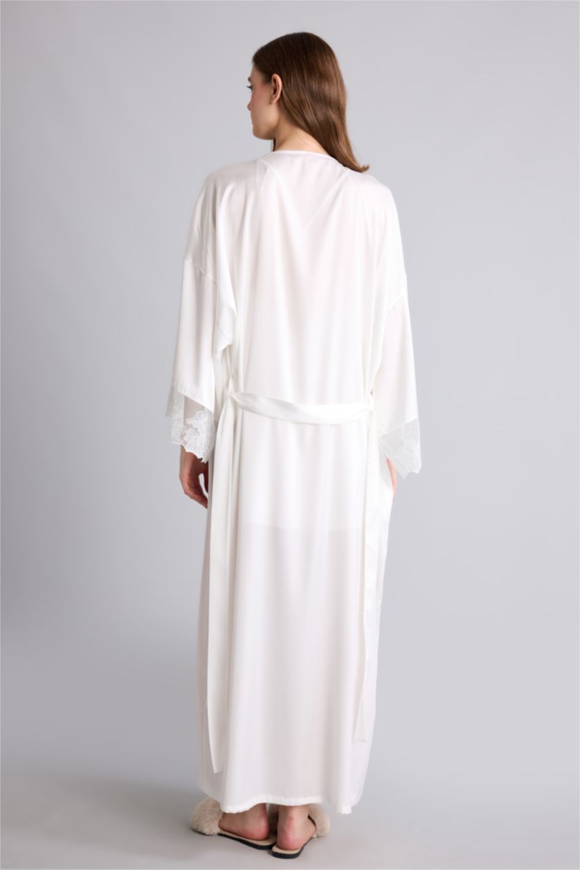Women White Satin Robe