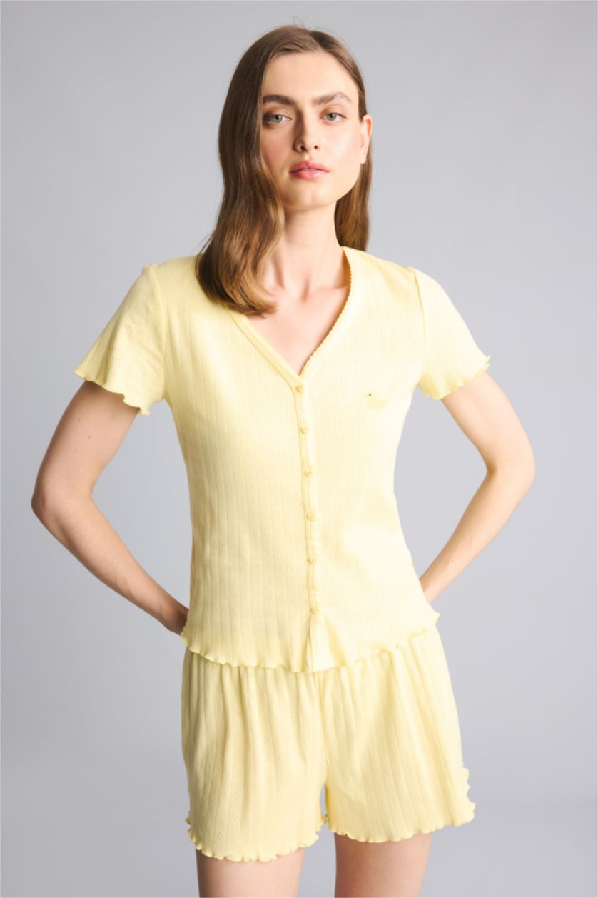 Kadın Açık Sarı Regular Fit 2'li Pijama Takımı