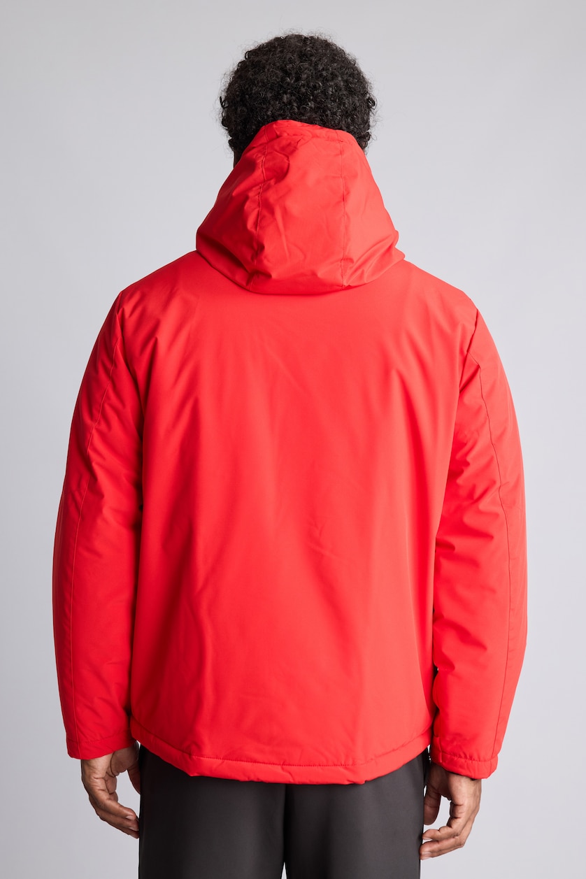 Erkek Kırmızı Su İtici Regular Fit Kapüşonlu Mont