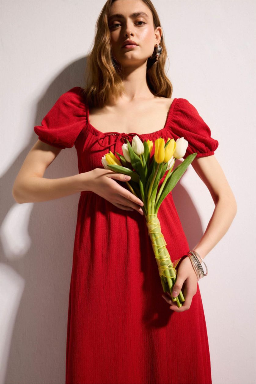 Women Red Midi Dress