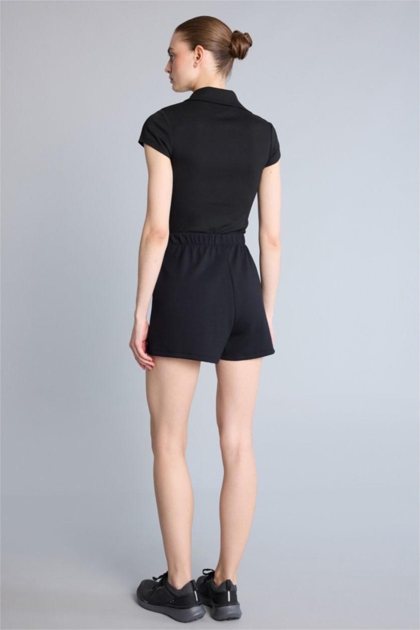 Kadın Siyah Standart Fit Modal Sporcu Şort
