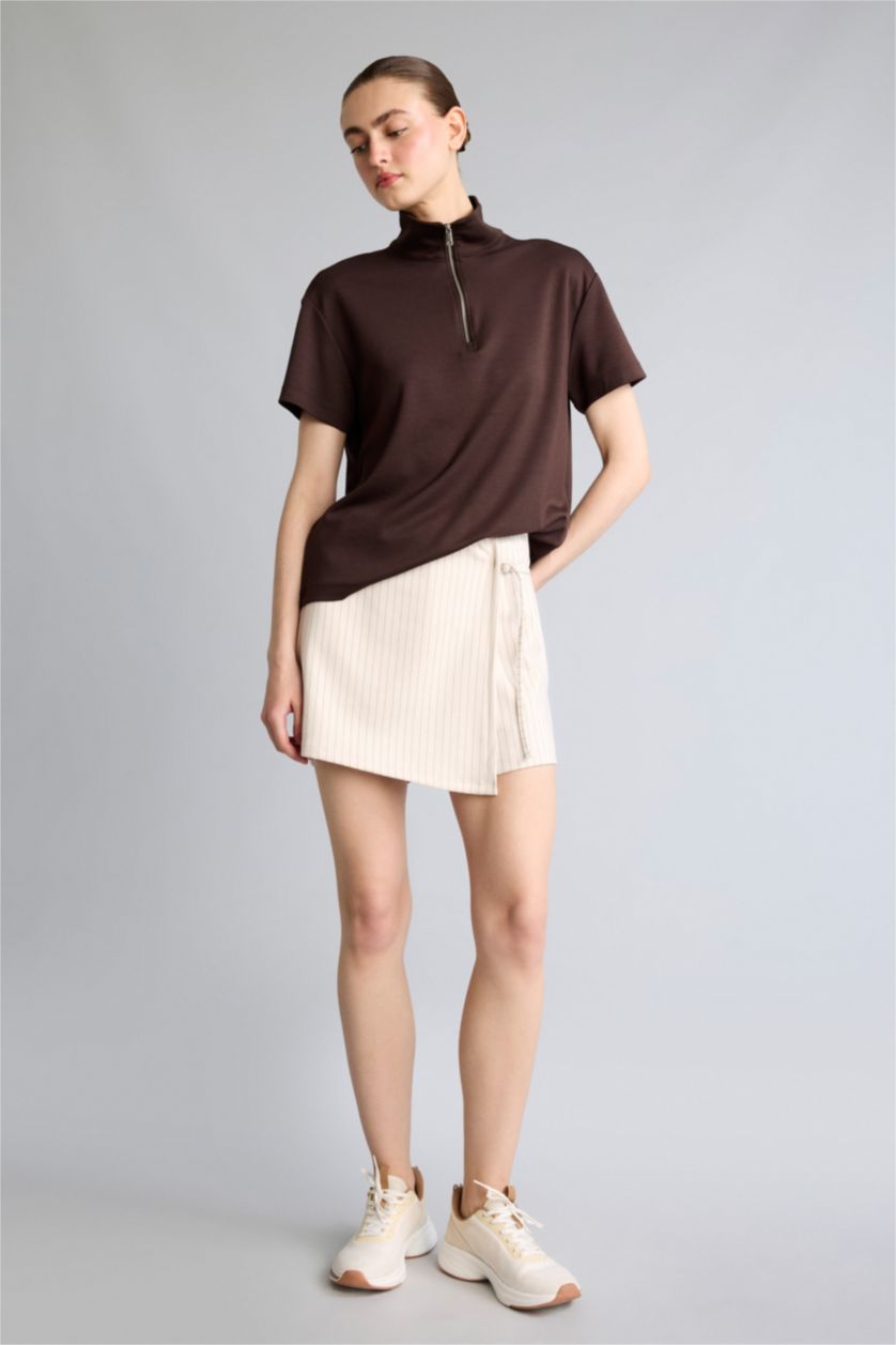 Woman Ecru Standard Fit Sports Modal Skort