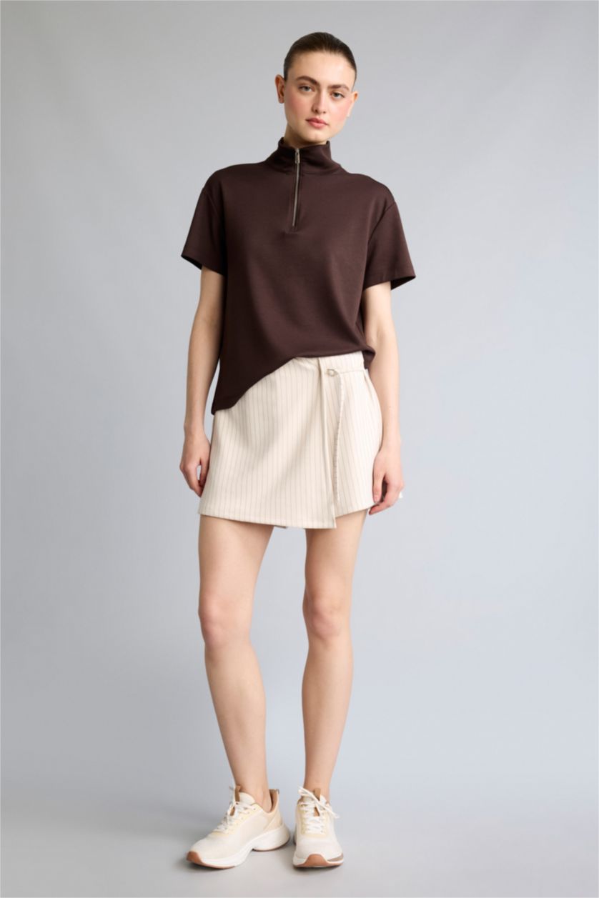 Woman Ecru Standard Fit Sports Modal Skort