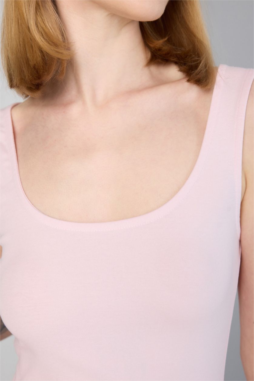 Kadın Pembe U Yaka Askılı Mini Elbise