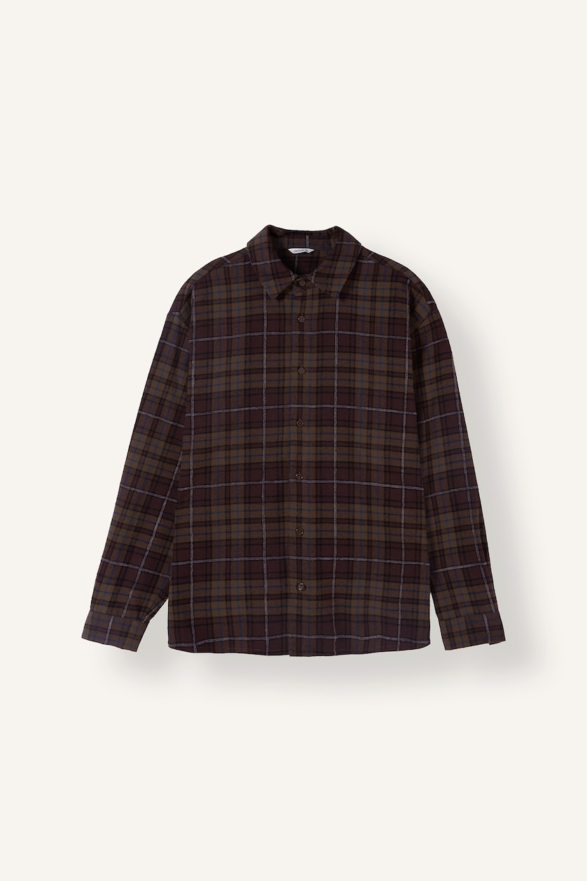 MAN Purple Oversize Fit Flanel Long Sleeve Shirt