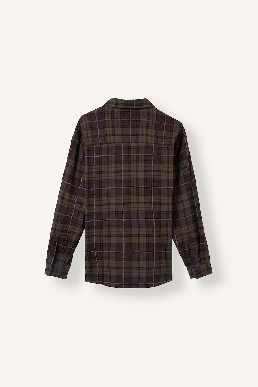 Men Purple Oversize Fit Flanel Long Sleeve Shirt
