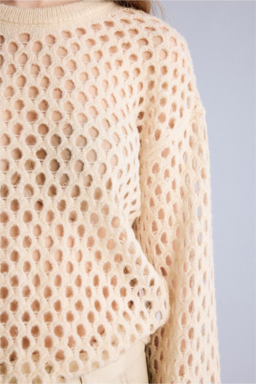 Woman Ecru Regular Fit Knitwear Pullover