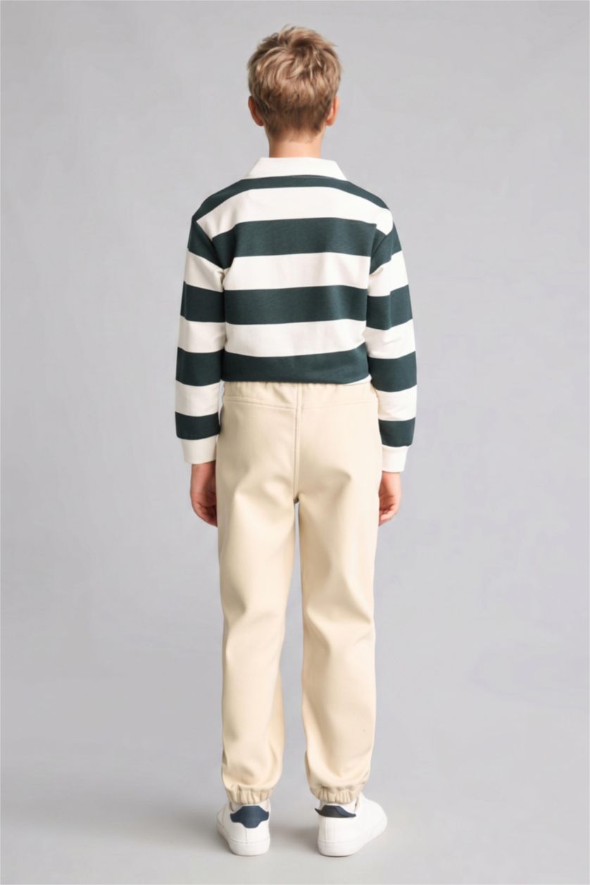 Young Boys - Teen Boys Dark Green New Regular Fit Apache Neck Sweatshirt