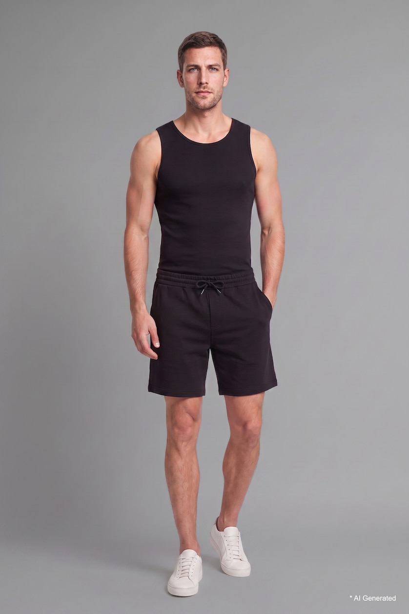 Erkek Siyah %100 Pamuk Regular Fit Atlet