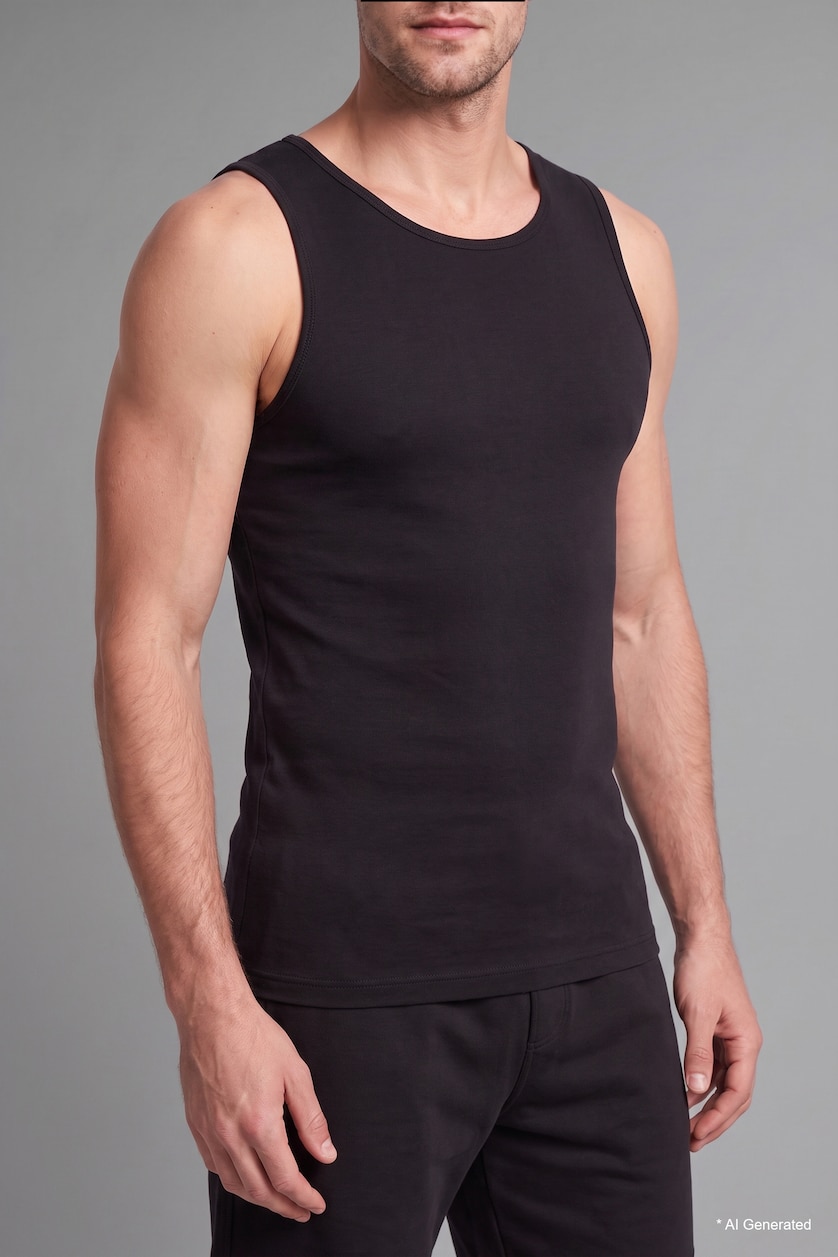 Erkek Siyah %100 Pamuk Regular Fit Atlet