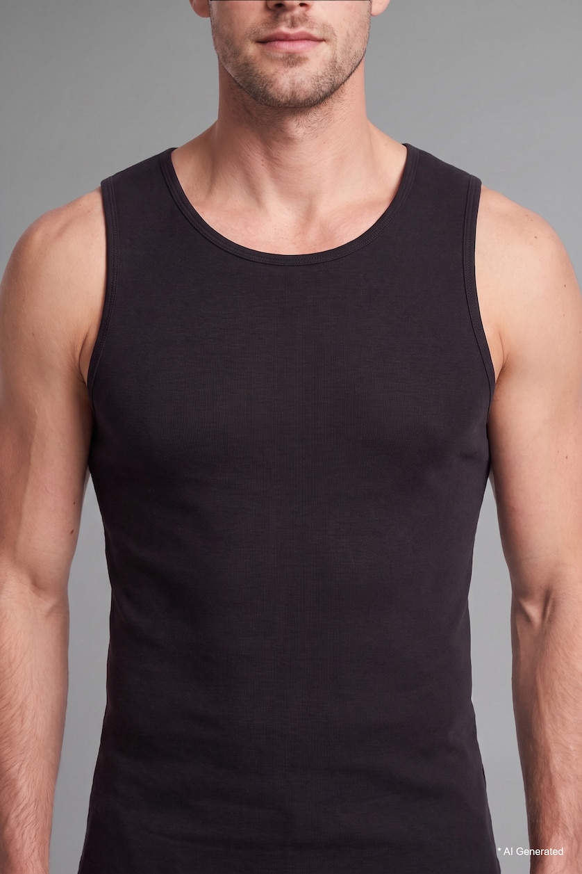 Erkek Siyah %100 Pamuk Regular Fit Atlet