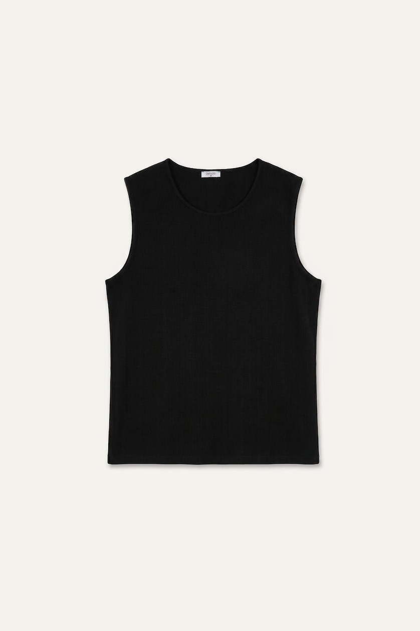 Erkek Siyah %100 Pamuk Regular Fit Atlet
