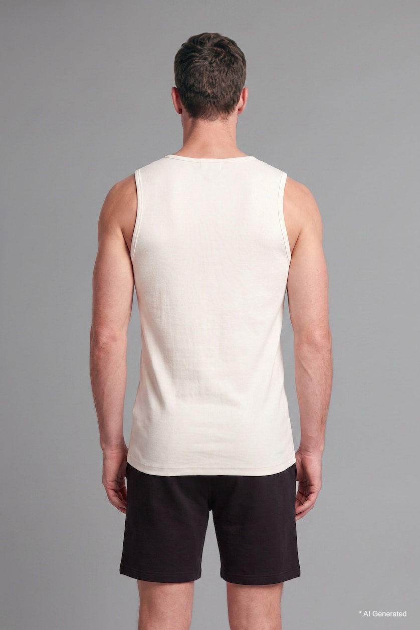 Erkek Ekru %100 Pamuk Regular Fit Atlet