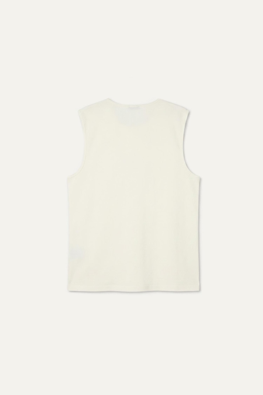 Erkek Ekru %100 Pamuk Regular Fit Atlet