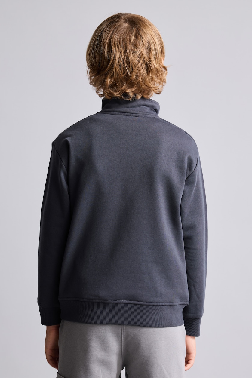 Erkek Çocuk - Genç Erkek Antrasit Oversize Yarım Fermuarlı Sweatshirt Erkek Çocuk