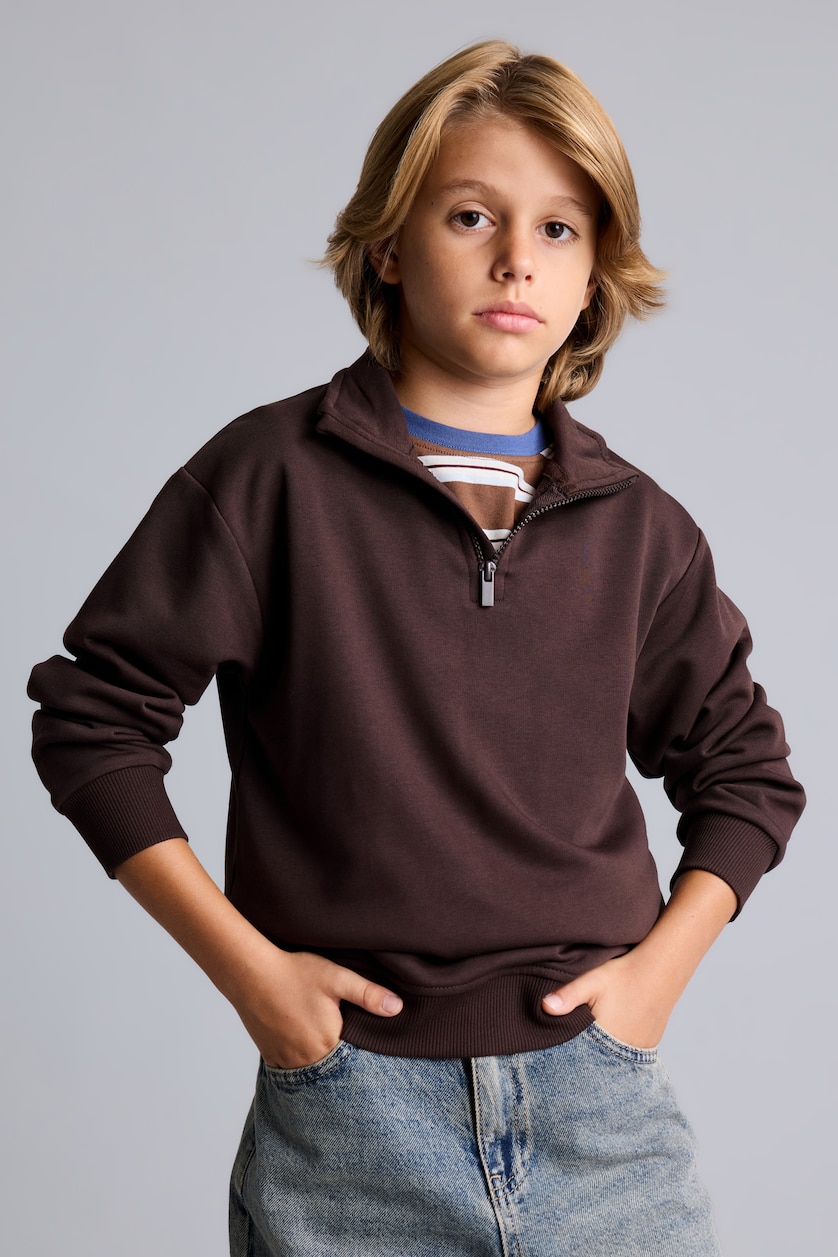Young Boys - Teen Boys Brown High Neck Sweatshirt