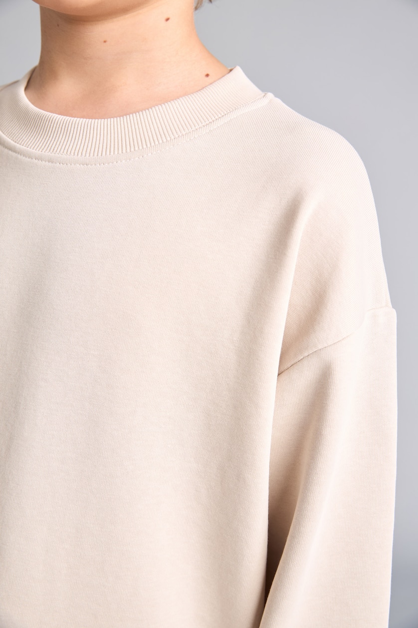 أولاد بيج Sweatshirt beige oversize à col rond pour garçon