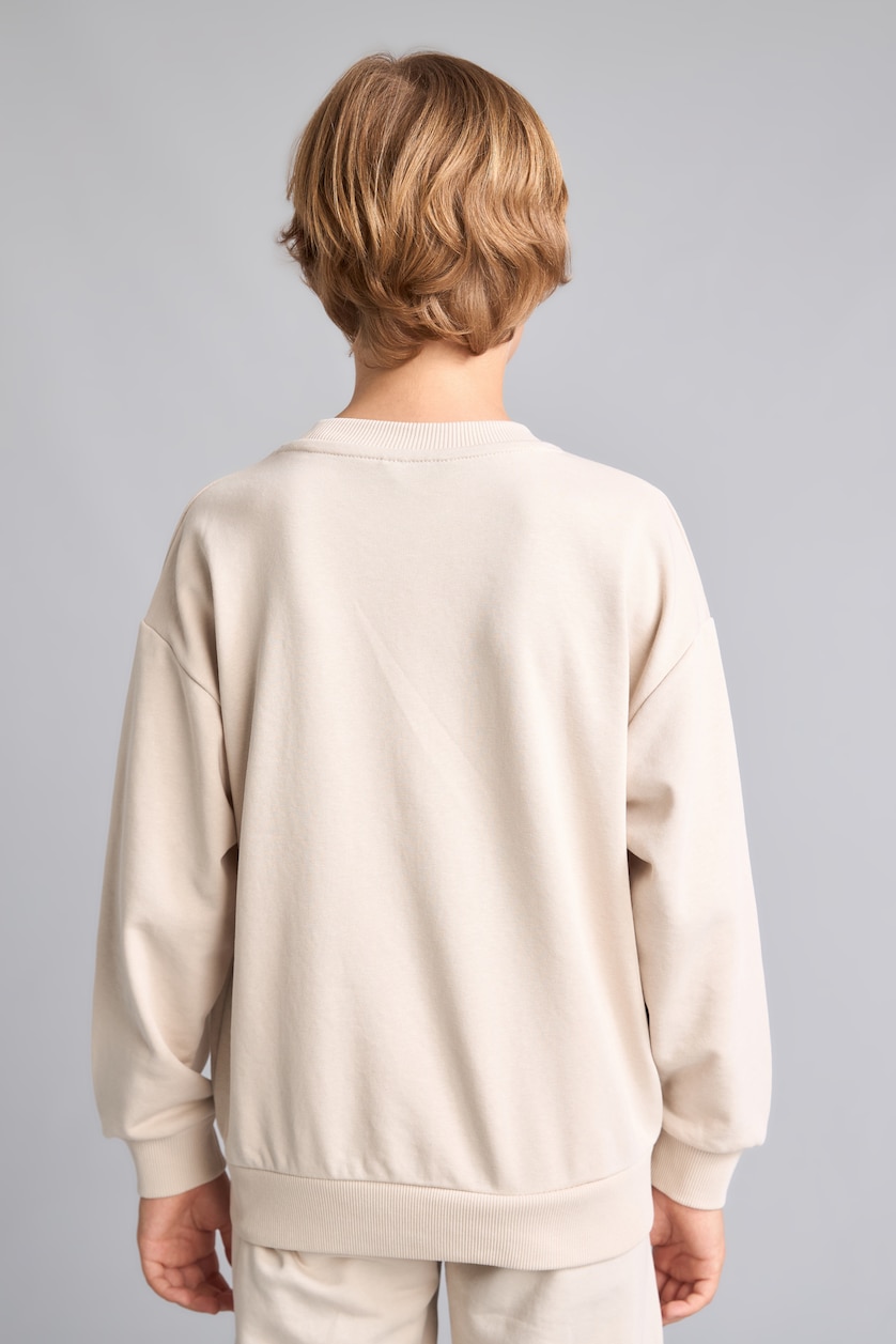 أولاد بيج Sweatshirt beige oversize à col rond pour garçon