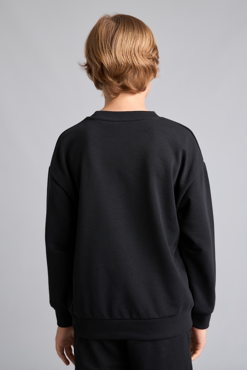 GARÇONS Noir Sweatshirt noir oversize à col rond pour garçon