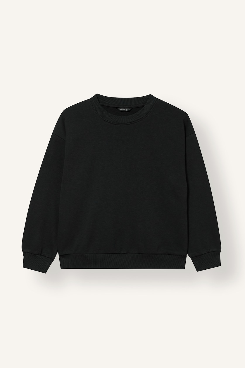 Young Boys - Teen Boys Black Boy Oversize Crew Neck Black Sweatshirt