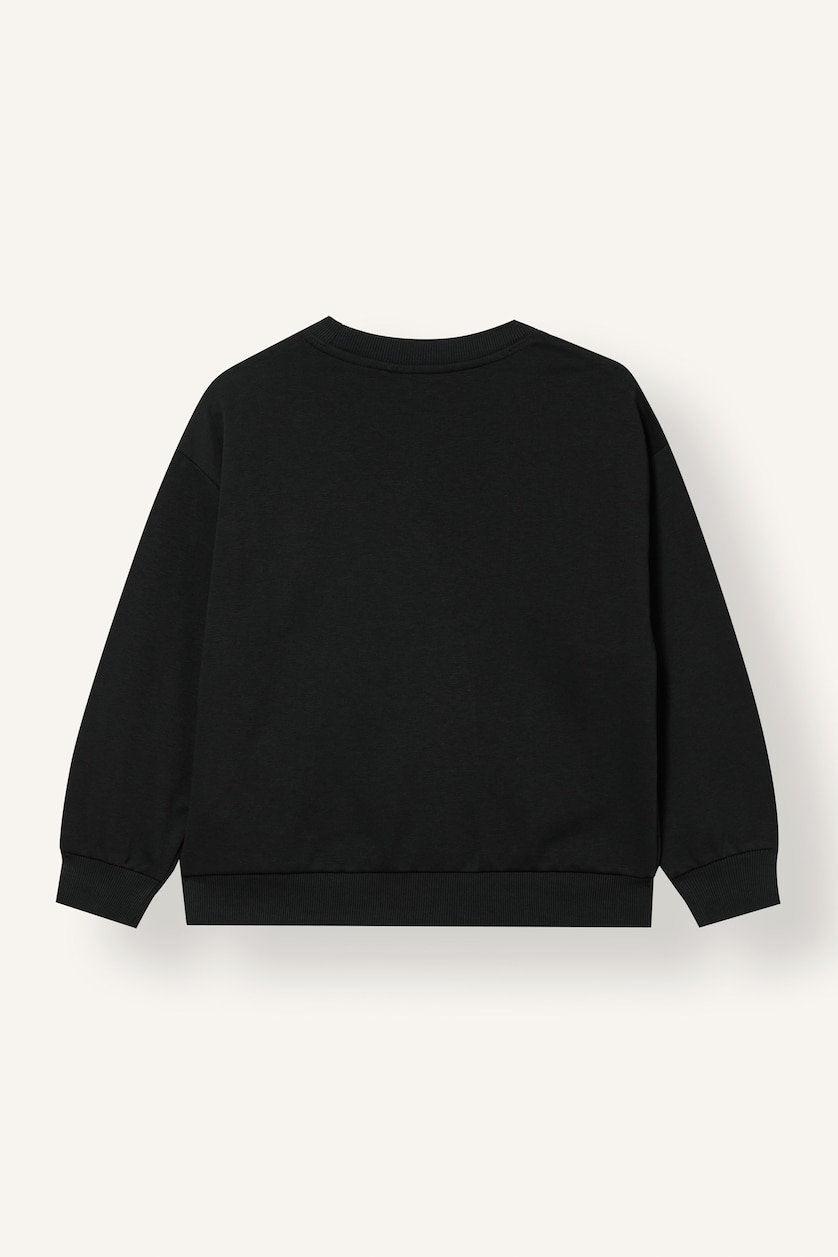 Young Boys - Teen Boys Black Boy Oversize Crew Neck Black Sweatshirt