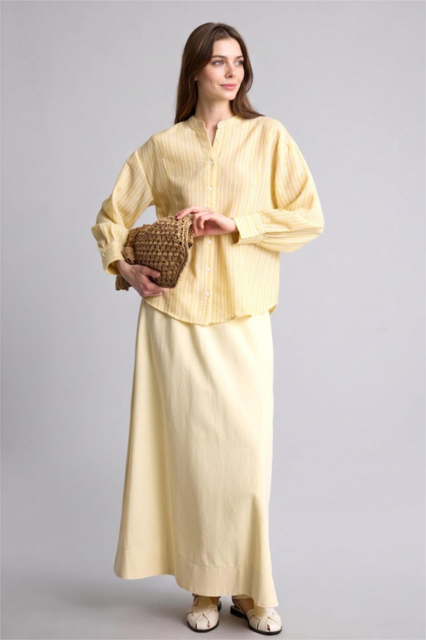 Woman Light Yellow A Cut Maxi