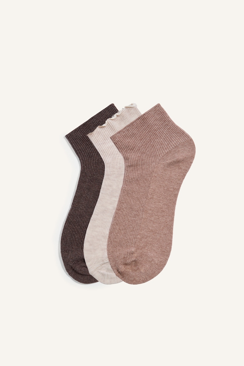 Women Brown 3 piece Cotton Short Socks