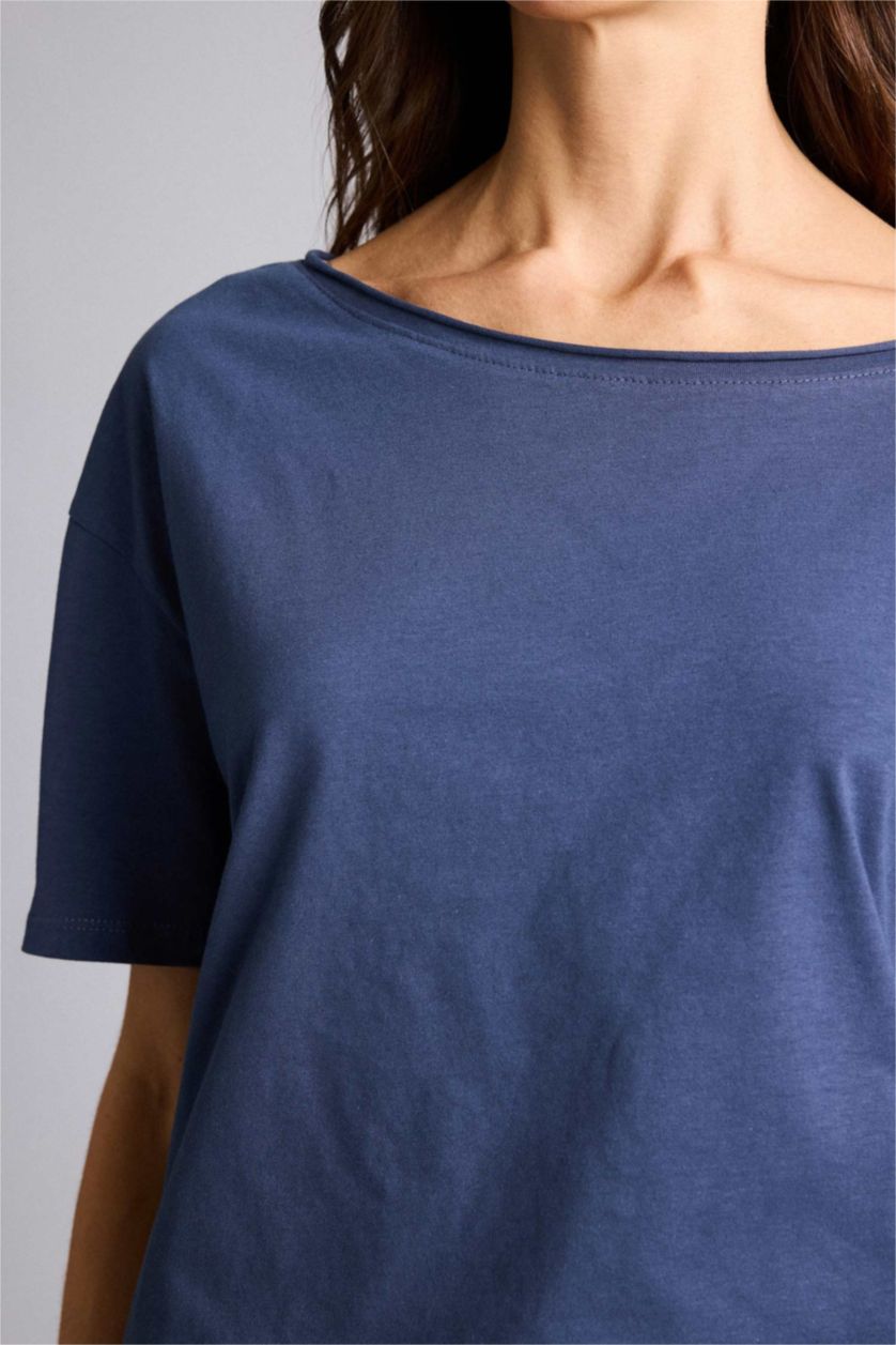 WOMAN Anthracite تيشيرت نص كم اوفر سايز