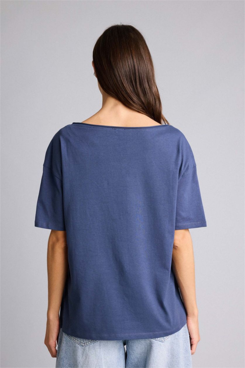 WOMAN Anthracite تيشيرت نص كم اوفر سايز