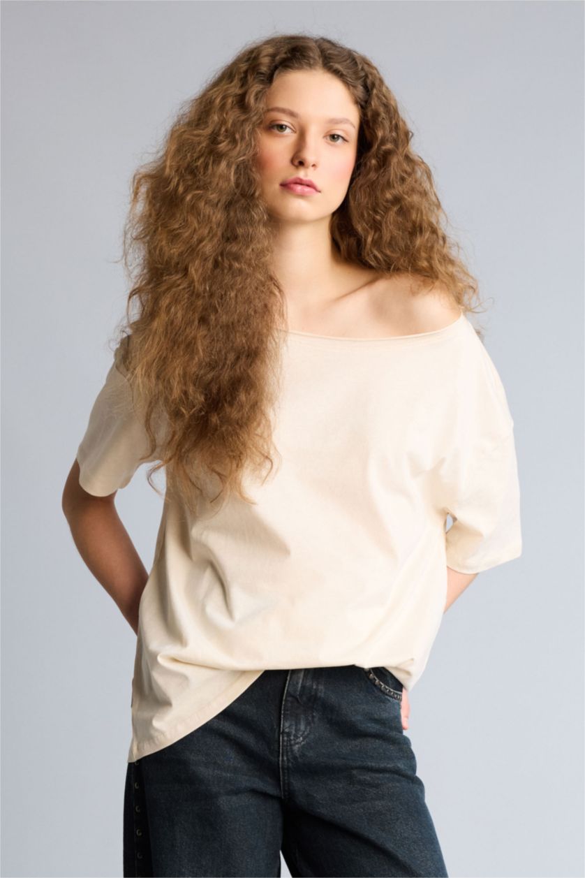 WOMAN Beige Woman Short Sleeve T-Shirt