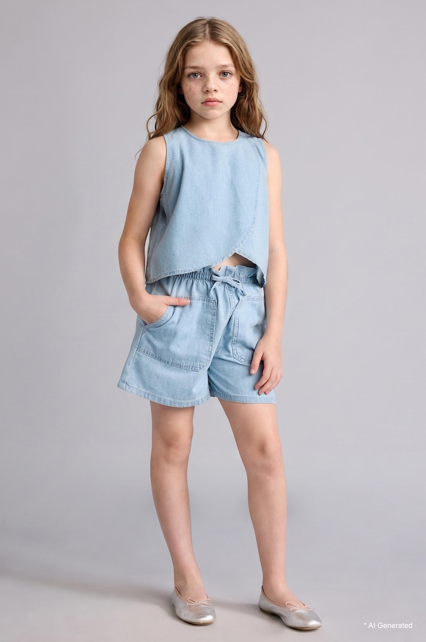 Girls & Teens Ice Blue Girl Girl Denim Shorts