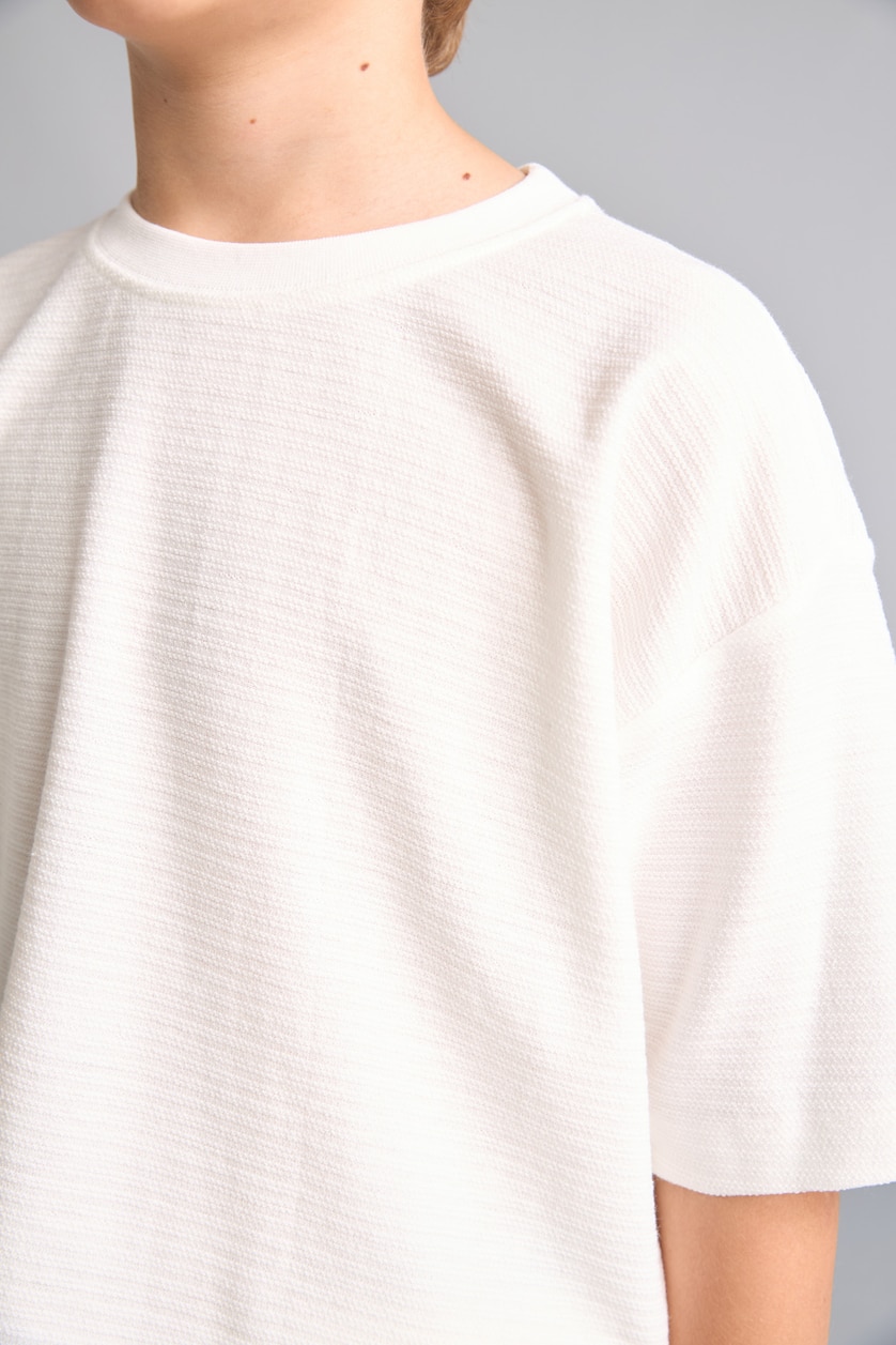 Erkek Çocuk - Genç Erkek Ekru Oversize Baskılı Tişört Erkek Çocuk