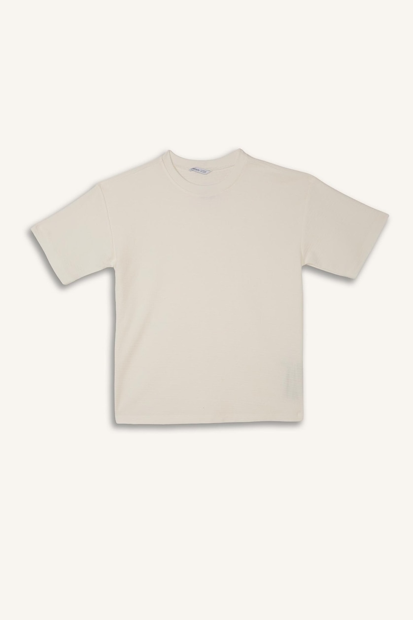 Erkek Çocuk - Genç Erkek Ekru Oversize Baskılı Tişört Erkek Çocuk