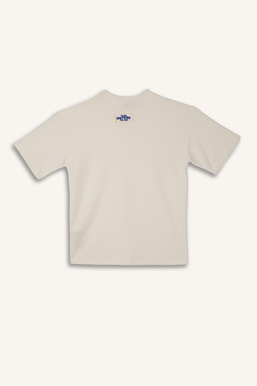 Erkek Çocuk - Genç Erkek Ekru Oversize Baskılı Tişört Erkek Çocuk