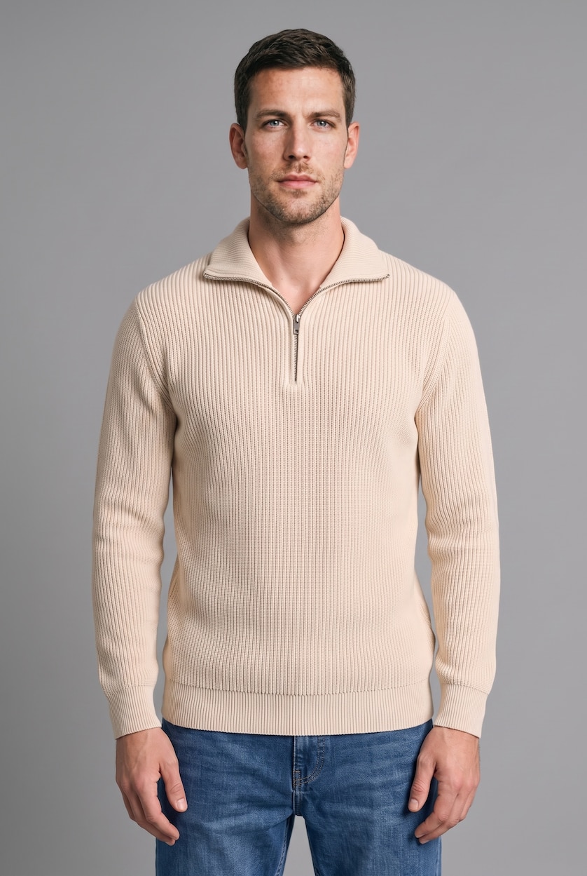 Men Light Beige Standard Fit Knitwear Pullover