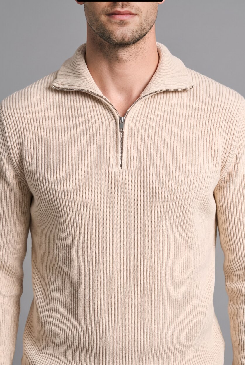 Men Light Beige Standard Fit Knitwear Pullover