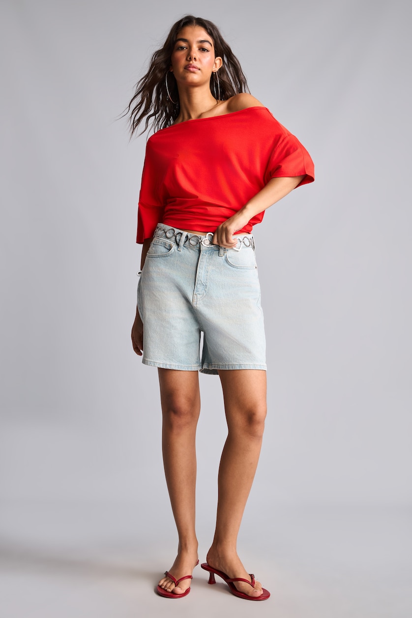 WOMAN Red Loose Fit Short Sleeve T-Shirt