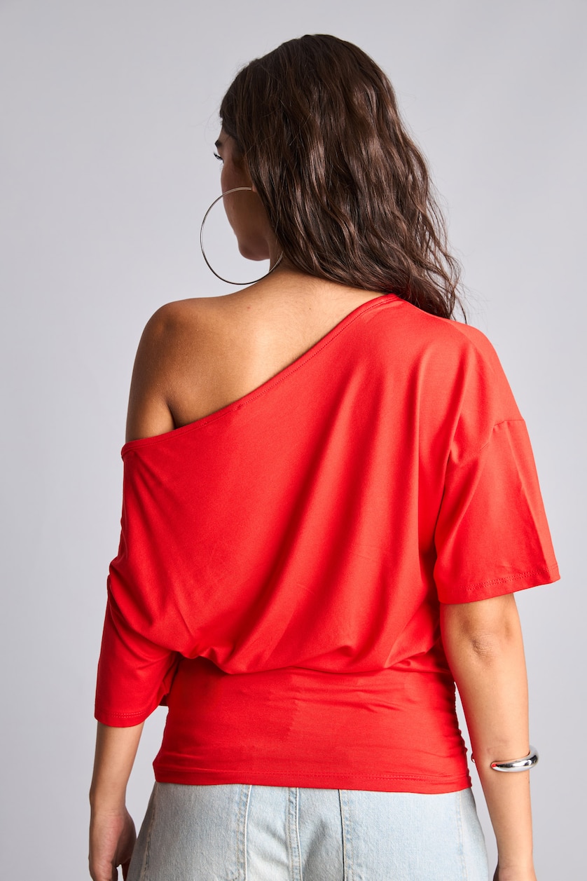 WOMAN Red Loose Fit Short Sleeve T-Shirt