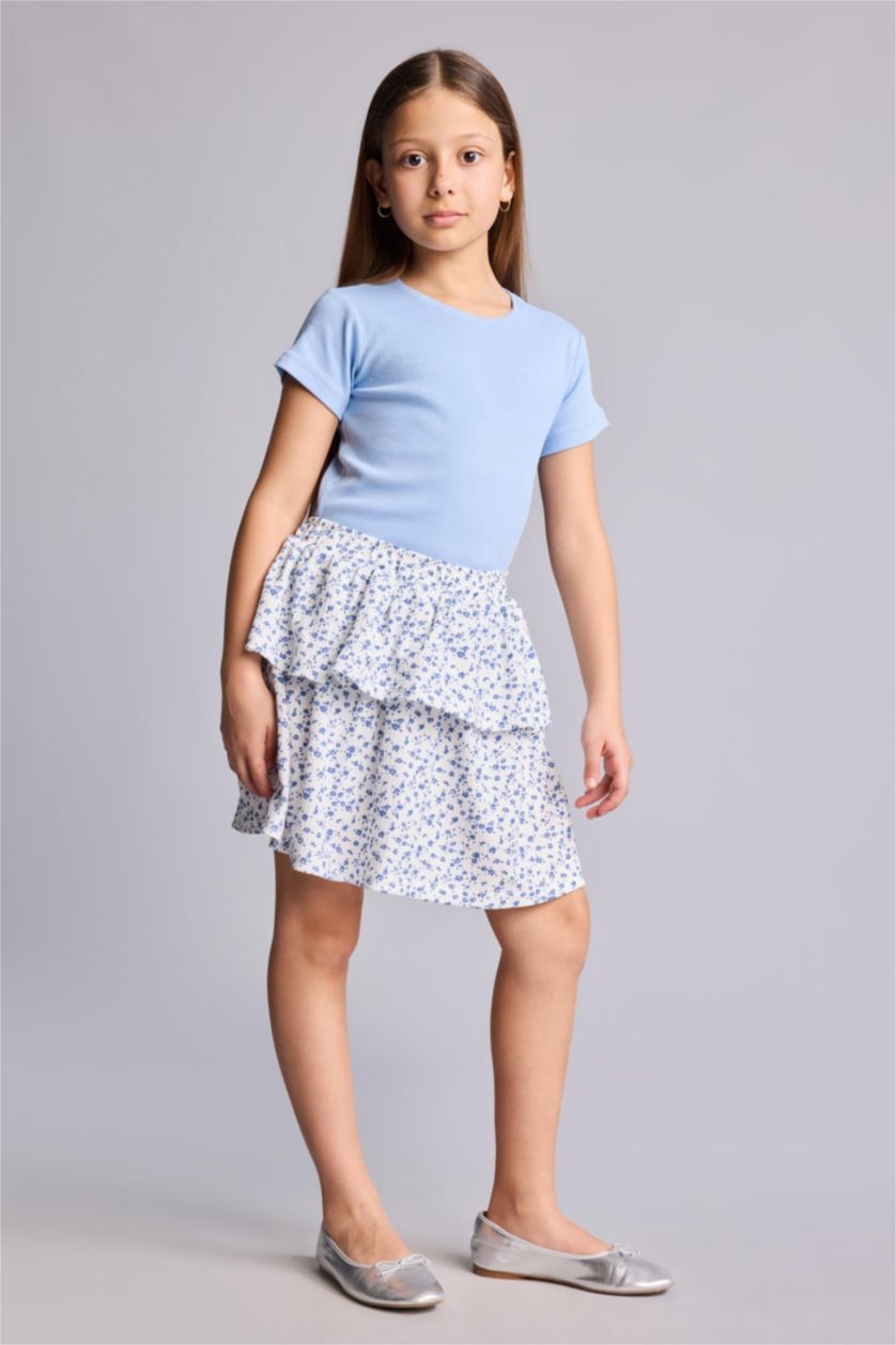 Young Girls - Teen Girls Blue Girl Regular Fit Knitted Skirt