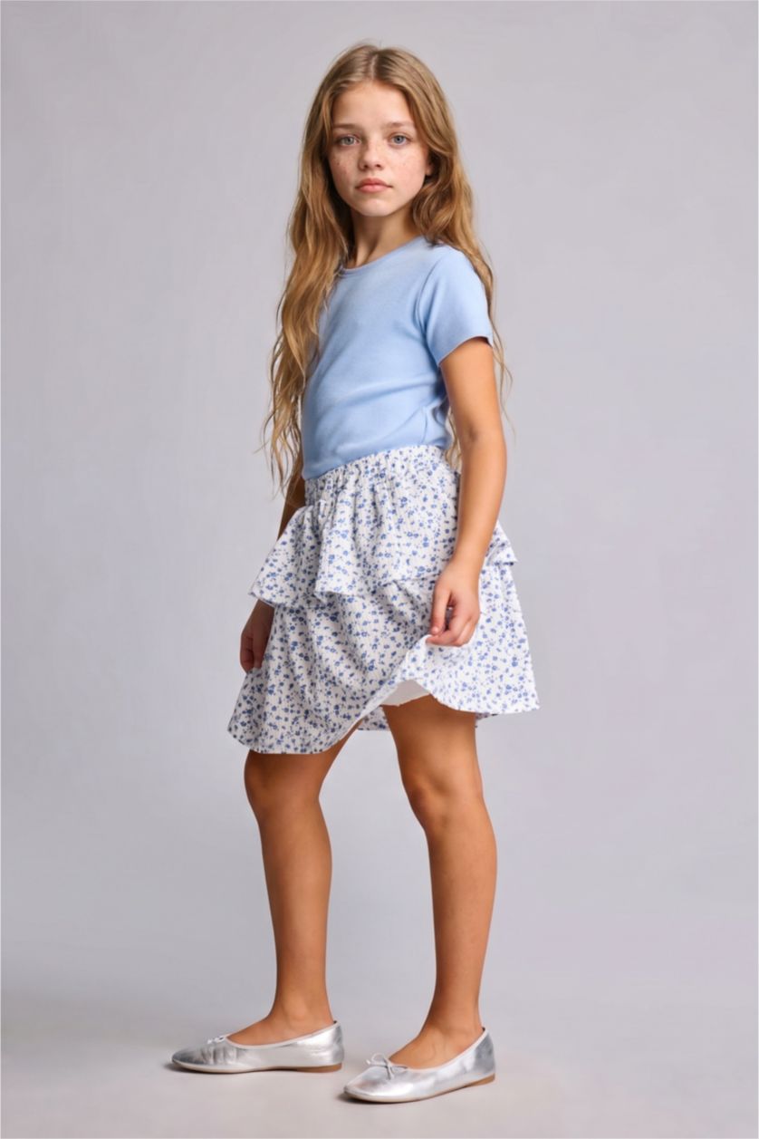 Young Girls - Teen Girls Blue Girl Regular Fit Knitted Skirt