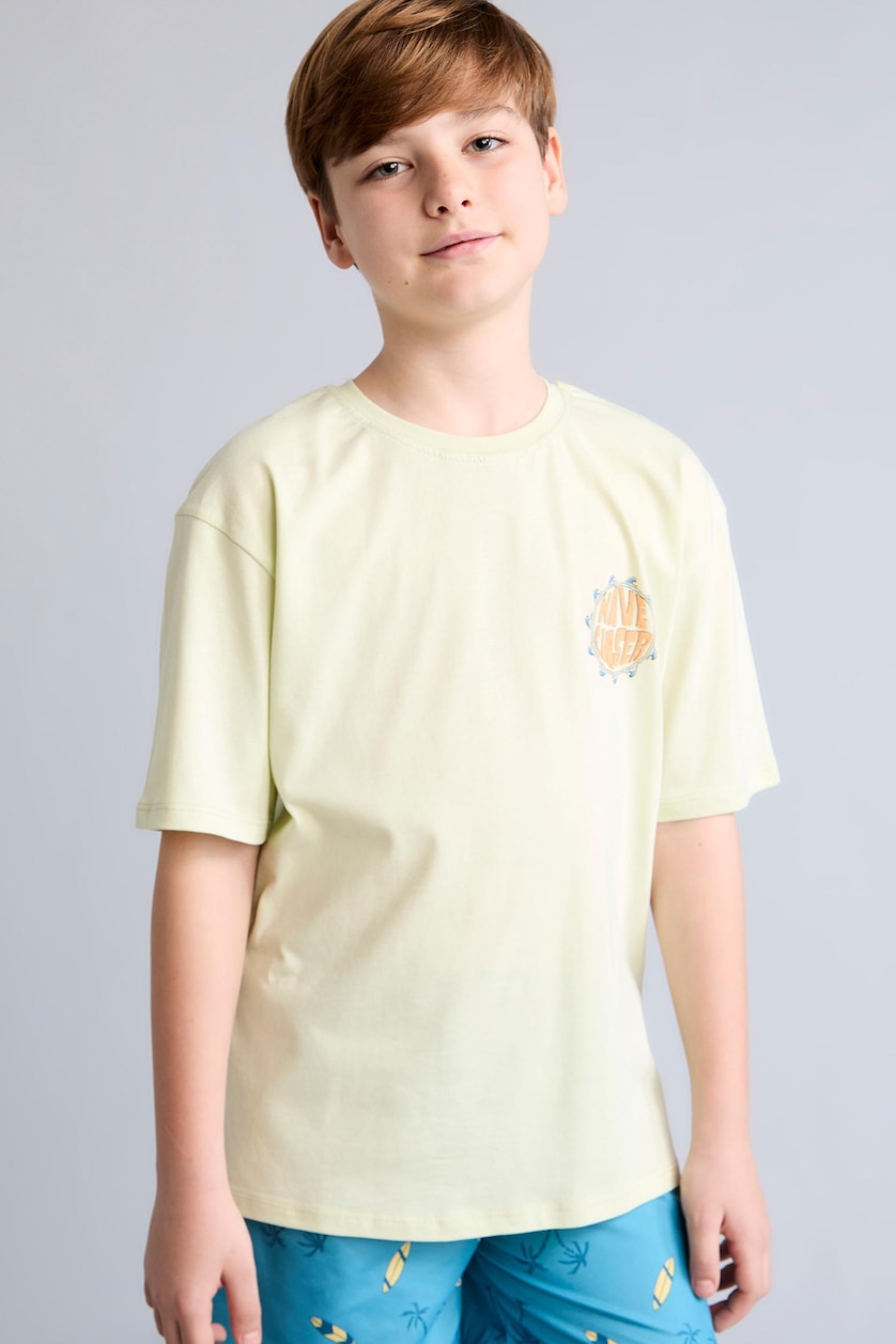 Erkek Çocuk - Genç Erkek Mint %100 Pamuk Oversize Sırt Baskılı Tişört Erkek Çocuk