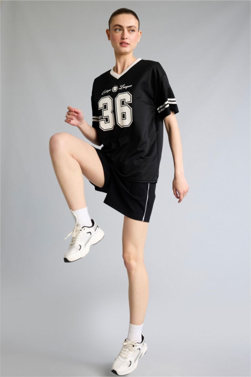 Woman Black Standard Fit Sports Short Leg Modal Shorts