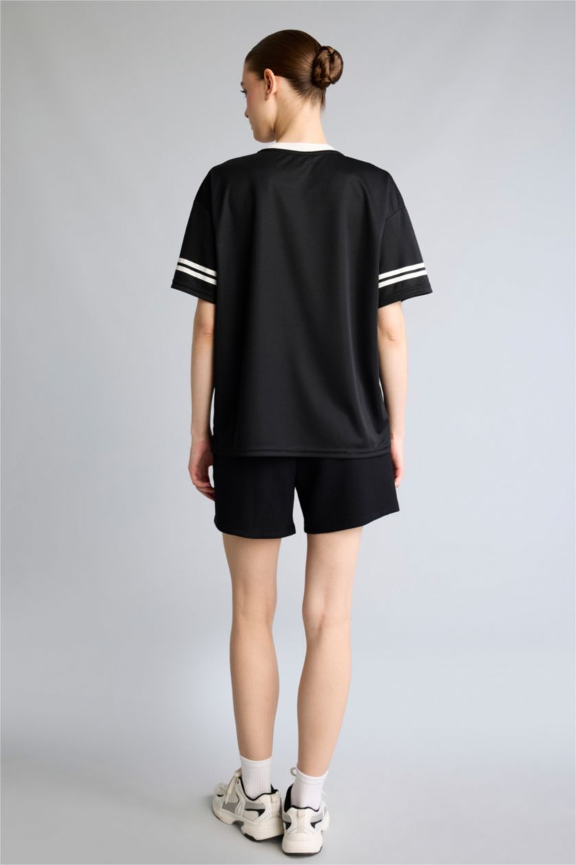 Woman Black Standard Fit Sports Short Leg Modal Shorts