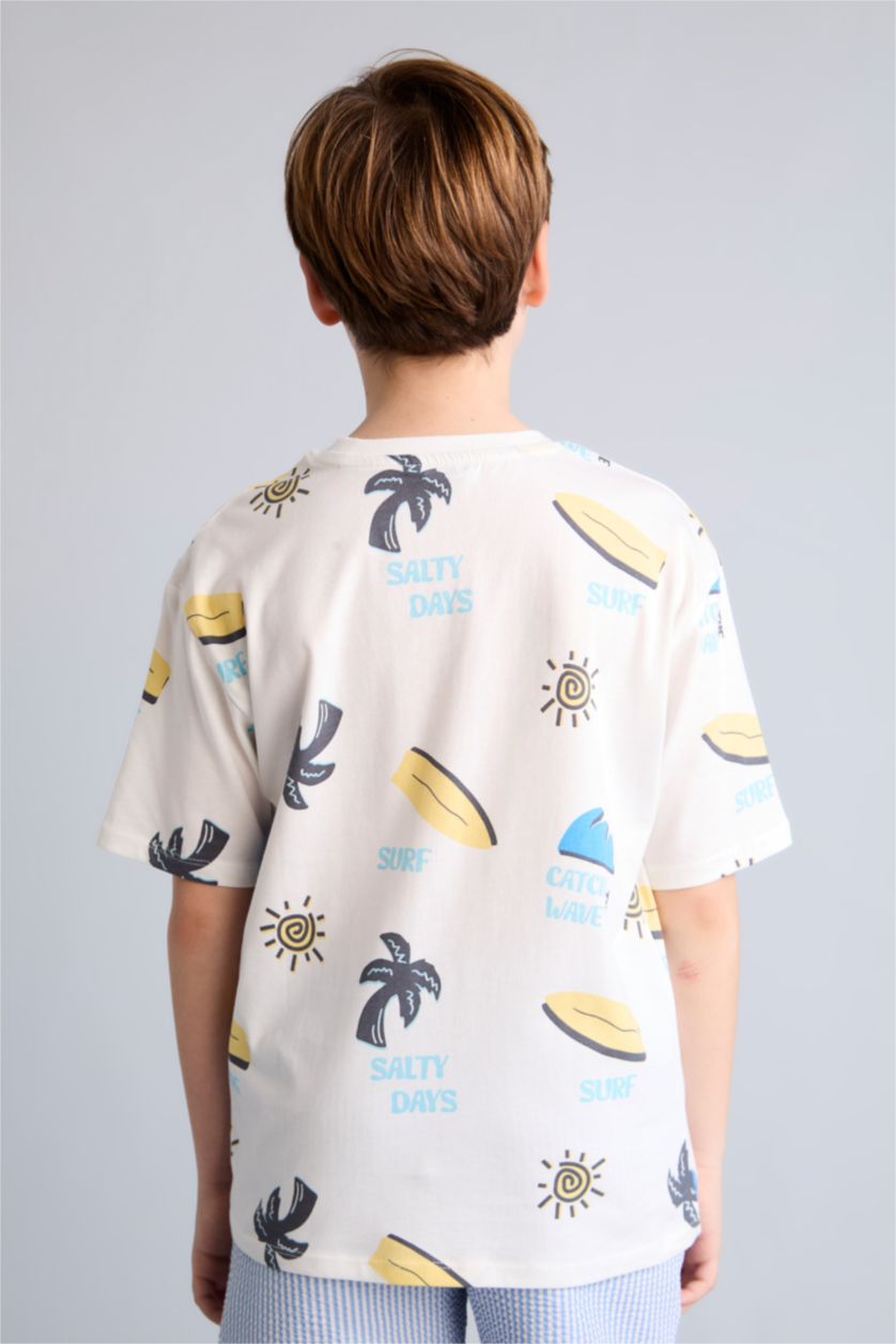 Young Boys - Teen Boys Ecru Oversize Fit Short Sleeve T-Shirt