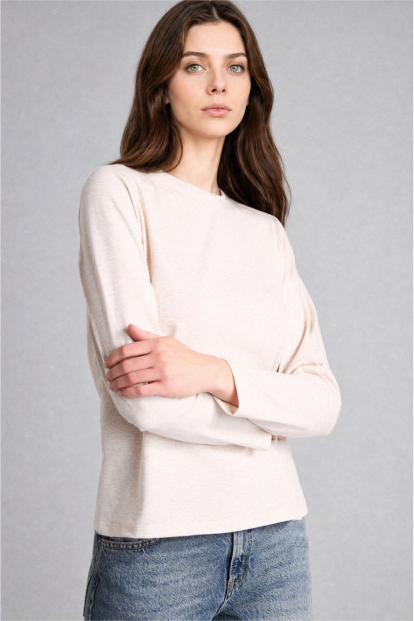 Kadın Taş Slim Fit Uzun Kollu Tişört