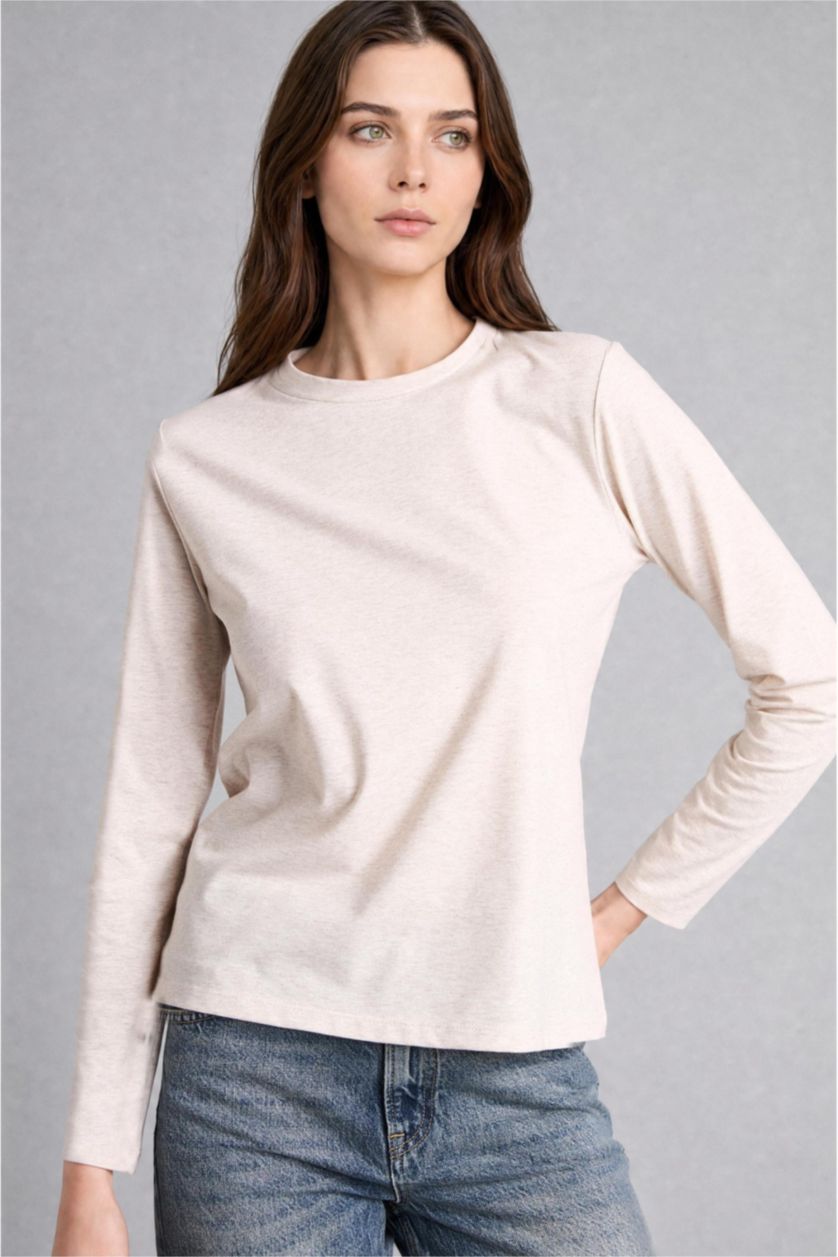 Kadın Taş Slim Fit Uzun Kollu Tişört