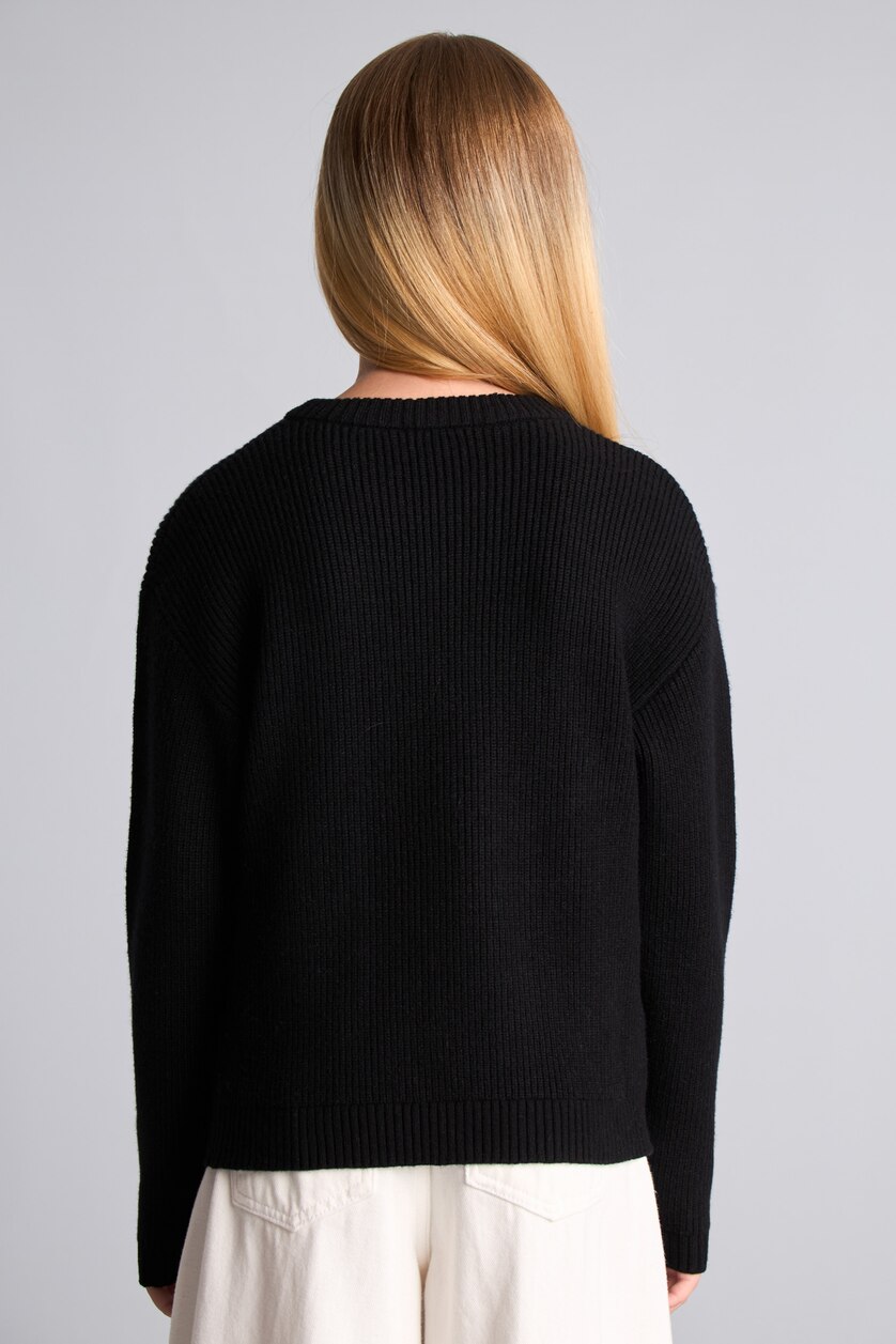 FILLES Noir Pull à col rond pour fille Coupe régulière