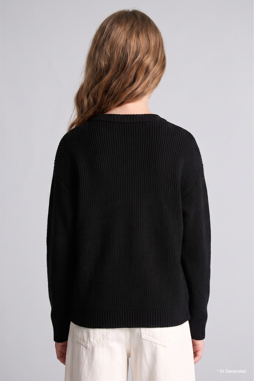 Девочки и подростки Черный Girl Regular Fit Crew Neck Pullover